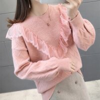 Áo Len Nữ Phối Ren Mùa Đông Phong CáchHàn Quốc Siêu Đẹp