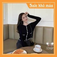 ÁO LEN NỮ QC CÀI CÚC NGỌC PHỐI VIỀN - Mẫu mới 2021