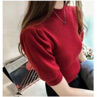 Áo len nữ tay bồng lỡ ( cổ lọ ) cổ cao 3 phân dáng ôm – len dệt kim lông thỏ siêu mềm mịn hàng Quảng Châu cao cấp trẻ tr