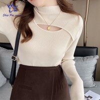 Áo len nữ tay dài, áo len nữ Hàn Quốc cổ lọ khoét ngực lên dáng tiểu thư, gợi cảm, gây sự chú ý Shop Pro LEN01