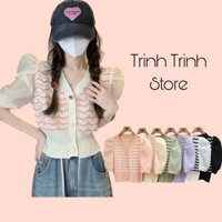Áo len nữ tay voan phồng tiểu thư , áo len dệt kim QC_trinhtrinhstore