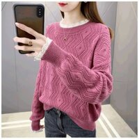 Áo len nữ thiết kế phối ren nữ tính, áo len nhiều màu xinh Al50 - Hồng
