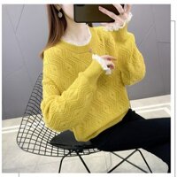 Áo len nữ thiết kế phối ren nữ tính, áo len nhiều màu xinh Al50 - VÀNG