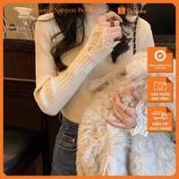 Áo len nữ tiểu thư phối ren mẫu mới 2025