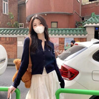 Áo len nữ vặn thừng cài cúc thêu chữ H phong cách vintage Hàn Quốc  XTT AK97