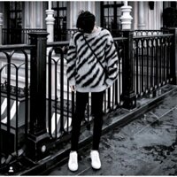 áo len oversize màu đen trắng nam nữ phong cách hàn quốc áo sweater dệt kim form dáng