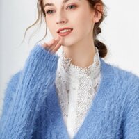 Áo len phối ren vỏ sò thời trang thu đông Áo Sơ Mi Khoét Lỗ Mặc trong trang trí giả cổ áo HGPW