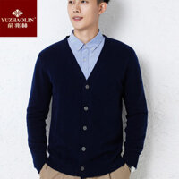 Áo len phong cách mùa xuân thu Áo len nam cổ chữ V Áo khoác Cardigan dài tay dáng rộng Áo len ngoài cỡ lớn Áo khoác mỏng hơn