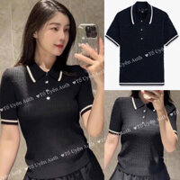 ÁO LEN POLO ĐEN VIỀN CỔ CHO NỮ