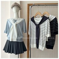 Áo len sọc kèm khăn. AL0226