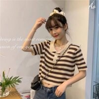 ÁO LEN SỌC NGANG PHOM LƯNG VỪA CÔ POLO