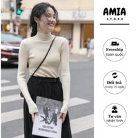 Áo len tăm cổ 3 phân, áo giữ nhiệt cho nữ nhiều màu cao cấp kiểu dáng basic dễ phối đồ amiastore