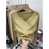 Áo len tăm khuy nhỏ len mỏng , cardigan dáng vừa