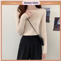 Áo len tăm lông cừu, áo len kiểu thiết kế trễ vai nữ tính hàng Quảng Châu, áo len trơn mềm mịn free size dưới 56kg