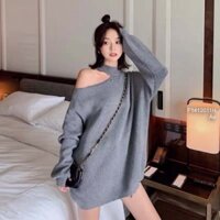 Áo len tay dài khoét một bên vai form giấu quần siêu đẹp