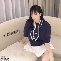 Áo len tay lỡ kèm khăn nơ hàng QC