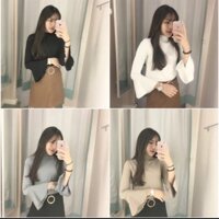 Áo len tay xoè viền