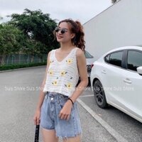 Áo len thêu hoa cúc sát nách hot hit