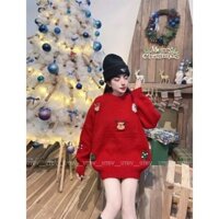 Áo len thêu ông già Noel [m12.5] - tuần lộc tay dài style Hàn Quốc hàng QCL1 hdstore