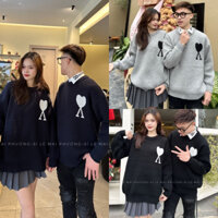 Áo Len Thêu Tim Đôi Lãng Mạn, Áo Len Thêu Tim chữ A Đồ Đôi Siêu Xinh Dành Cho Nam Nữ 2025