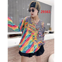 Áo len thổ Áo len mongtorghi dáng rộng Áo len lông thỏ hoạ tiết thổ cẩm hàng qc cao cấp