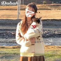 Áo len thổ cẩm Fairisland Áo khoác Cardigan nữ Áo khoác dày