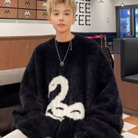 Áo len thổ cẩm họa tiết rắn dáng rộng dành cho nam mới Phong cách thông thường hợp thời trang