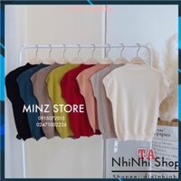 Áo len thỏ vai hến mịn đẹp, Áo len cổ cao 3p ngắn tay bo chun eo AL1923 - Pink Clothing PG01