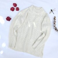 Áo len thừng dày dặn hiệu AMERICAN HOLIC màu trắng kem 2hand