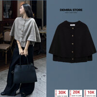 Áo len tiểu thư cardigan DEMIRA, áo choàng len cánh dơi, áo khoác len nữ màu nâu tây dệt kim lông cừu chất liệu cao cấp