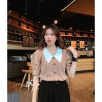Áo len tiểu thư phối tay voan