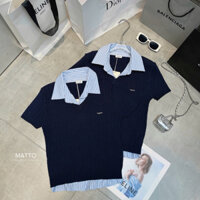 Áo len tím than cổ sơ mi