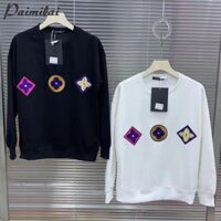 Áo len trắng cổ tròn Áo khoác nam và nữ Mùa thu gió lười mới