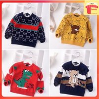 Áo len trẻ em nam 2-7 tuổi 2 lớp xuất Hàn hình ngộ nghĩnh đanh sợi không bai xù
