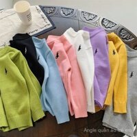 Áo len trẻ em nam nữ áo mặc trong dài tay chui đầu dệt kim áo giữ ấm sợi len NGỰA CHIẾN thêu cho nữ sành điệu
