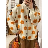 Áo len trẻ trung hoa ba chiều Balamy Áo Khoác Cardigan áo tôn dáng gầy rộng rãi dành cho người thích Hợp Mẫu mới thu đông cho nữ