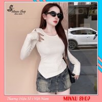 Áo Len Trơn Dài Tay Vát Thân Nhúm Nơ Cách Điệu Minxu Shop PG50