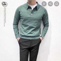 Áo len trơn nam cổ bẻ tay dài thanh lịch basic-King's Store