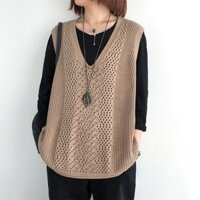 Áo len trung niên, áo gile len cho mẹ, bà AH04 - nâu nhạt