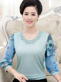 Áo len trung niên tay voan cao cấp cổ cách điệu TA495