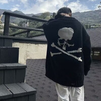 Áo len unisex cổ tròn rách hình đầu lâu xương chéo, áo len sweater nam nữ from rộng cá tính 1566