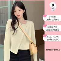 Áo len vạt chéo cúc lệch hai màu lựa chọn 2021 Hmitstore
