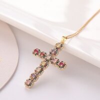 Áo Len Vòng Cổ Nam Nữ Trang Sức Zircon Chữ Thập Mặt Dây Chuyền Vòng Cổ Zircon Xương Đòn Dây Chuyền