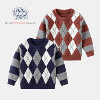 Áo len WELLKIDS bé trai dài tay caro siêu đẹp kiểu dáng hàn quốc mẫu mới 2025