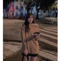 Áo Len Xẻ Vai, Áo Len Form Giấu Quần Lệch Vai M2901-Violet .