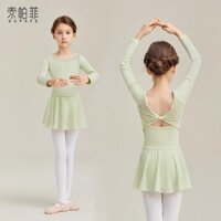 Áo leotard khiêu vũ dài tay cho bé gái, trang phục tập luyện mùa thu đông mới, bộ đồ thể dục, múa sopa fe ballet