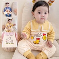 Áo Liền Quần Bằng cotton Tay Dài In Hoạt Hình Dành Cho Bé Sơ Sinh 0-24 Tháng Tuổi