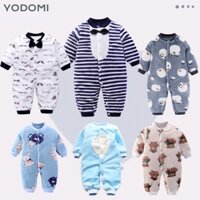 Áo Liền Quần Bằng Vải Flannel Phối Lông Giữ Ấm Mùa Đông Dành Cho Bé Trai 0-3 Tuổi 2571