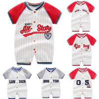 Áo liền quần cho bé bằng vải cotton ngắn tay thời trang mùa hè