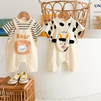 Áo Liền Quần Cho Bé Quần Áo Mùa Hè Tay Ngắn Body Bé Trai Bé Gái Hoạt Hình Thời Trang Sọc Chấm Jumpsuits 0-2 Tuổi Quần Áo Bé Onesie